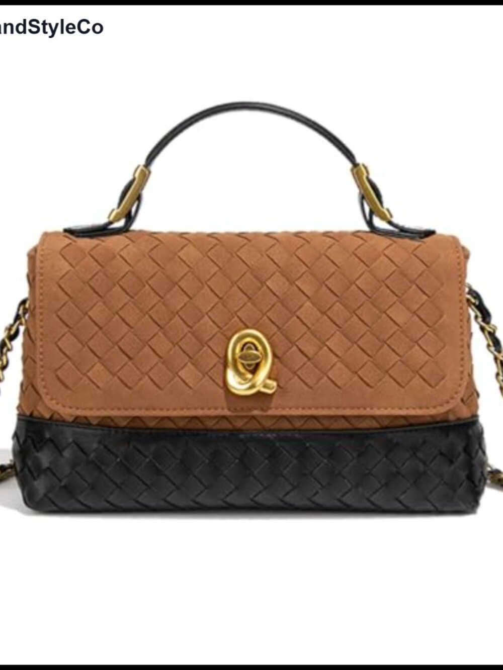 Suede Leather Woven Crossbody Bag Top Handle Satchel Small Purse for Women